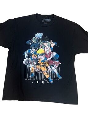 Black Naruto Graphic Tee for Kids - Anime Team Design